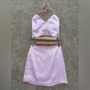 pink skirt set